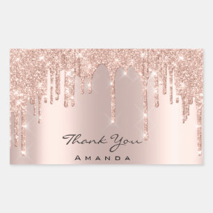 Sticker Rectangulaire Merci Nom 16e Rose nuptiale Gold Spark