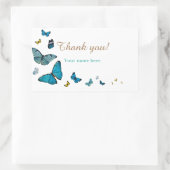 Sticker Rectangulaire Merci, Papillons, Modèle (Sac)