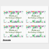 Sticker Rectangulaire Merci pour être ami floral copines bff (Feuille)