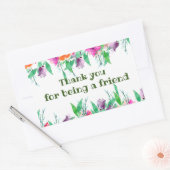 Sticker Rectangulaire Merci pour être ami floral copines bff (Enveloppe)