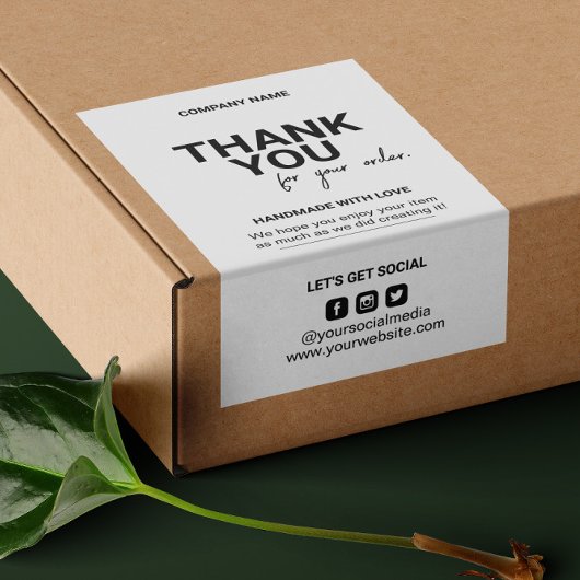 Sticker Rectangulaire Merci Pour L'Achat D'Emballage Mode D'Expédition