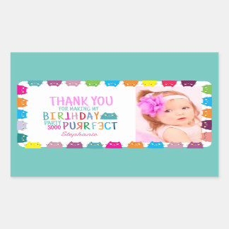Sticker Rectangulaire Merci pour l'anniversaire de la fille photo