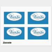 Sticker Rectangulaire Merci Pour Les Affaires, Script Bleu (Feuille)