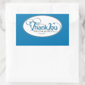 Sticker Rectangulaire Merci Pour Les Affaires, Script Bleu (Sac)