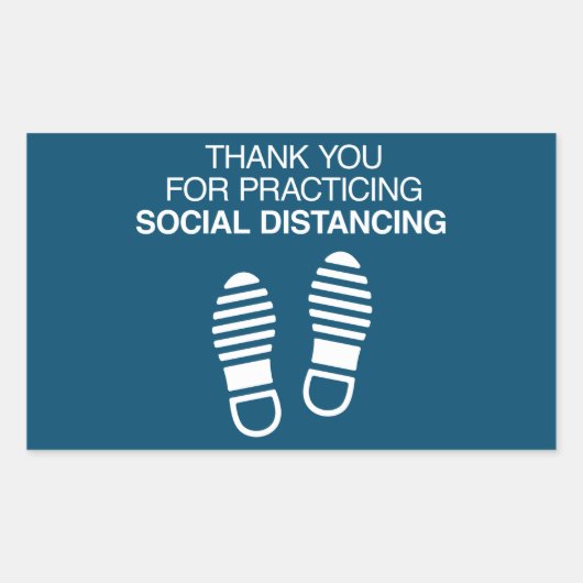 Sticker Rectangulaire Merci Pour Pratiquer La Distance Sociale (Devant)