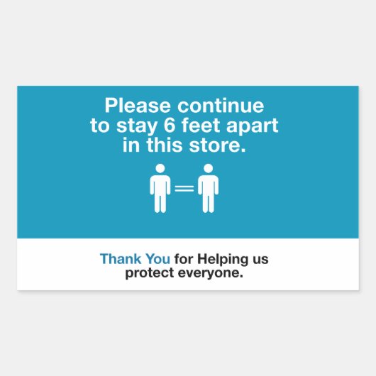 Sticker Rectangulaire Merci Pour Pratiquer La Distance Sociale (Devant)