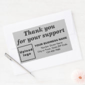 Sticker Rectangulaire Merci pour votre support sur Grey (Enveloppe)