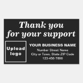 Sticker Rectangulaire Merci pour votre support sur le noir (Devant)