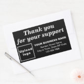 Sticker Rectangulaire Merci pour votre support sur le noir (Enveloppe)