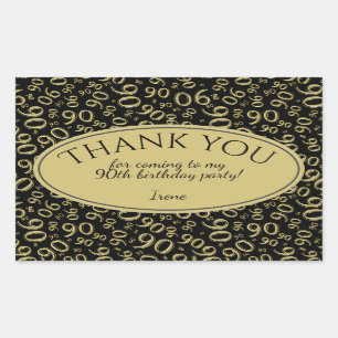 Sticker Rectangulaire Merci - quatre-vingt-dixième or et noir de motif