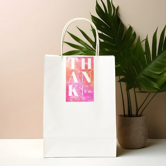 Sticker Rectangulaire Merci rose et orange gras Favoriser mariage