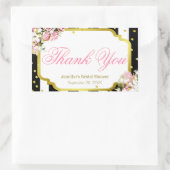 Sticker Rectangulaire Merci - Roses roses roses, rayures et confetti (Sac)