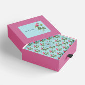 Sticker Rectangulaire Merci Rustique Floral Pastel Bleu