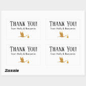 Sticker Rectangulaire Merci simple Faux Gold Stork ! Baby shower (Feuille)