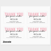 Sticker Rectangulaire Merci simple pour votre commande Pink Logo personn (Feuille)
