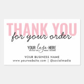 Sticker Rectangulaire Merci simple pour votre commande Pink Logo personn (Devant)