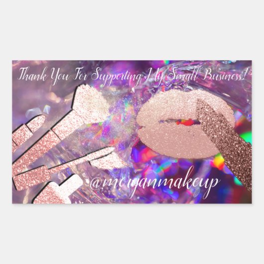Sticker Rectangulaire Merci Support de maquillage d'entreprise Lip Purpl (Devant)