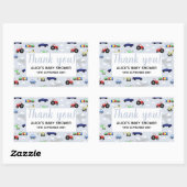 Sticker Rectangulaire Merci Transport Motif Baby shower garçon (Feuille)