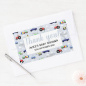 Sticker Rectangulaire Merci Transport Motif Baby shower garçon (Enveloppe)