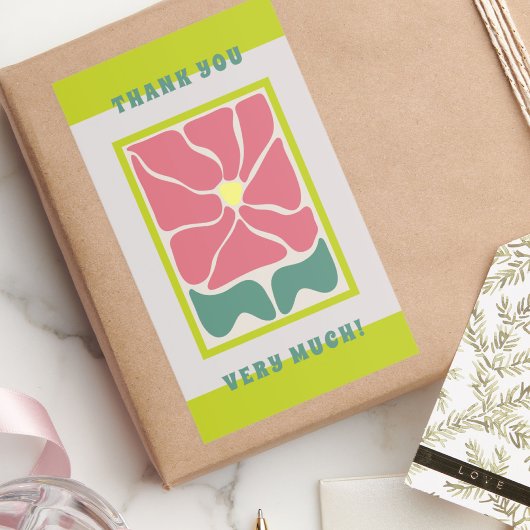 Sticker Rectangulaire Merci vert Vintage rétro