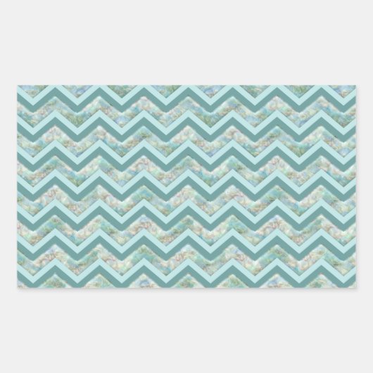 Sticker Rectangulaire Mère de Pearl Turquoise ZigZag (Devant)