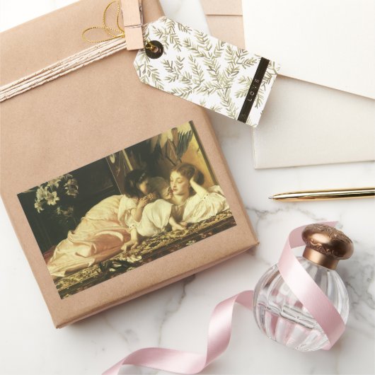 Sticker Rectangulaire Mère et Enfant (alias Cerises) par Lord Leighton (Cadeaux)