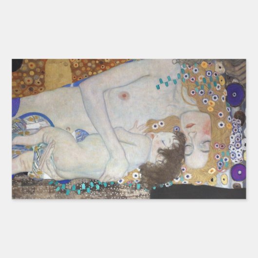 Sticker Rectangulaire Mère et enfant par Gustav Klimt (Devant)