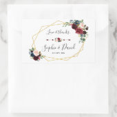 Sticker Rectangulaire Merlot Marine bleu Floral Gold Frame Mariage (Sac)