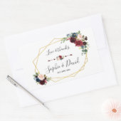 Sticker Rectangulaire Merlot Marine bleu Floral Gold Frame Mariage (Enveloppe)