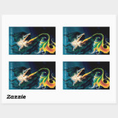Sticker Rectangulaire Mermaid Dragon Imaginaire bleu (Feuille)
