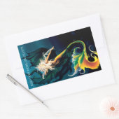 Sticker Rectangulaire Mermaid Dragon Imaginaire bleu (Enveloppe)