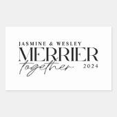 Sticker Rectangulaire Merrier minimal ensemble Noël Mariage (Devant)