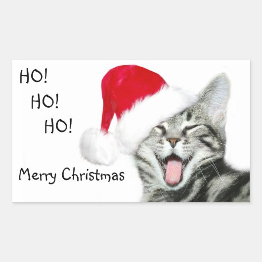 Sticker Rectangulaire Merry Christmas chaton (Devant)