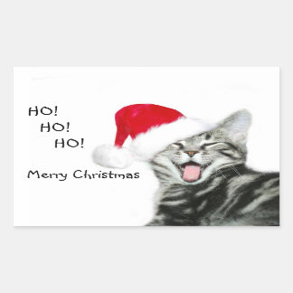 Sticker Rectangulaire Merry Christmas chaton