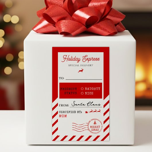 Sticker Rectangulaire Merry Christmas Holiday Express Mail To From