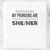 Sticker Rectangulaire Mes pronounes sont Elle Ses Grunge Doodles (Sac)