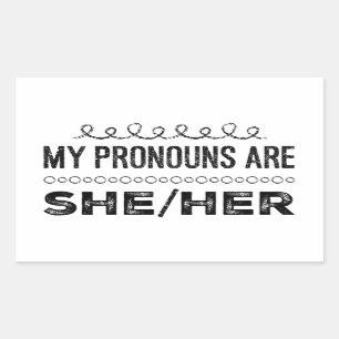 Sticker Rectangulaire Mes pronounes sont Elle Ses Grunge Doodles