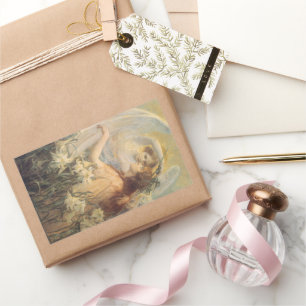 Sticker Rectangulaire Message de l'ange par George Swinstead, Art Vintag