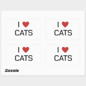 Sticker Rectangulaire Message I Heart Cats (Feuille)