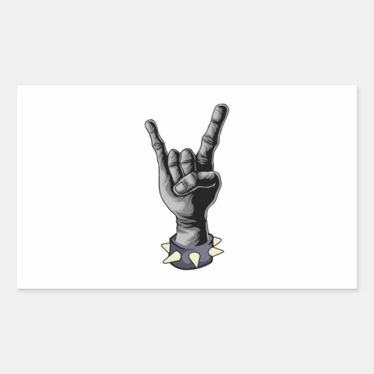 Sticker Rectangulaire Metal Hand Devil Horns Heavy metal (Devant)
