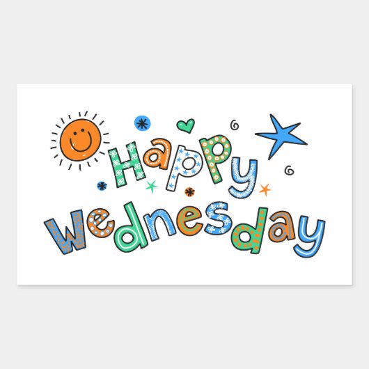 Sticker Rectangulaire Mete Happy Mercredi Semaine Greeting Expression de (Devant)