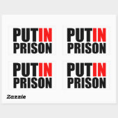 Sticker Rectangulaire Mettre Poutine en prison (Feuille)