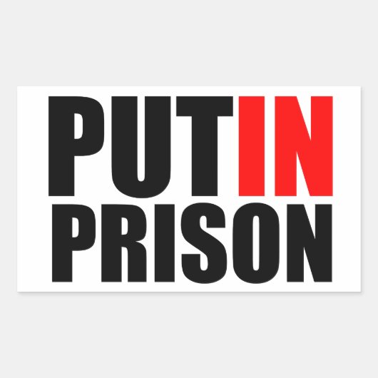 Sticker Rectangulaire Mettre Poutine en prison (Devant)