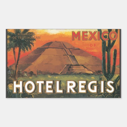Sticker Rectangulaire Mexico Ds Hotel Regis, Vintage (Devant)