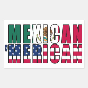 Sticker Rectangulaire Mexique 'drapeaux américains - Mexicain américain