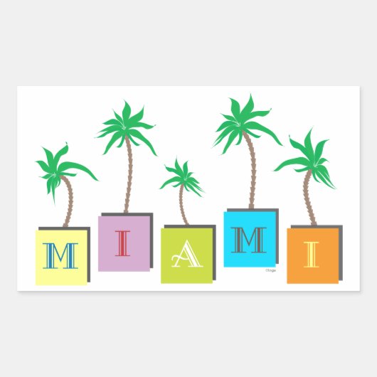 Sticker Rectangulaire Miami Beach (Devant)