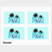 Sticker Rectangulaire Miami-Beach-Floride-Typographie (Feuille)
