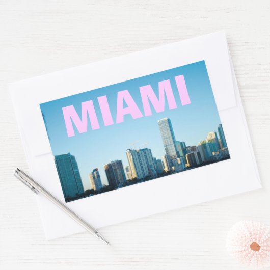 STICKER RECTANGULAIRE MIAMI SKYLINE (Enveloppe)