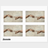 Sticker Rectangulaire Michaelangelo mains création adam dieu (Feuille)