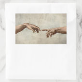Sticker Rectangulaire Michaelangelo mains création adam dieu (Sac)